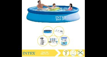 Intex Easy Set Zwembad - Opblaaszwembad - 366x76 cm - Inclusief Afdekzeil, Onderhoudspakket, Zwembadpomp, Filter en Stofzuiger