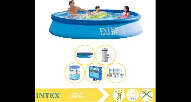Intex Easy Set Zwembad - Opblaaszwembad - 366x76 cm - Inclusief Afdekzeil, Onderhoudspakket, Filter en Zwembadtegels