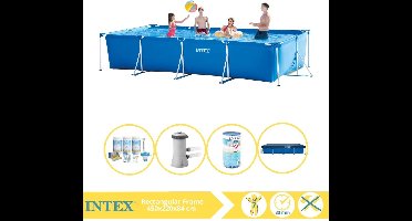 Intex Rectangular Frame Zwembad - Opzetzwembad - 450x220x84 cm - Inclusief Afdekzeil, Onderhoudspakket, Zwembadpomp en Filter
