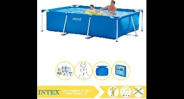 Intex Rectangular Frame Zwembad - Opzetzwembad - 260x160x65 cm - Inclusief Onderhoudspakket, Trap, Voetenbad en Zwembadtegels