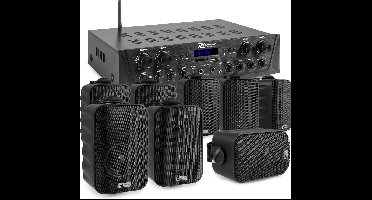 Geluidsinstallatie met Bluetooth - PV240BT 4-zone versterker audio + 8 BGO30 zwarte 3'' speakers