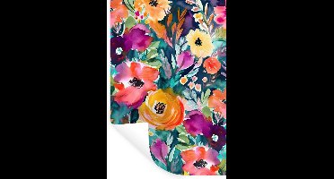 Muurstickers - Sticker Folie - Bloemen - Olieverf - Kunst - Natuur - 20x30 cm - Plakfolie - Muurstickers Kinderkamer - Zelfklevend Behang - Zelfklevend behangpapier - Stickerfolie