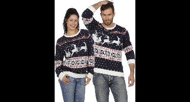 Kersttrui blauw met slee - Maat S