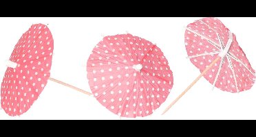 Papstar IJsparasols cocktailprikkers - 10x stuks - rood - 10 cm - decoratie prikkers - Feestelijk
