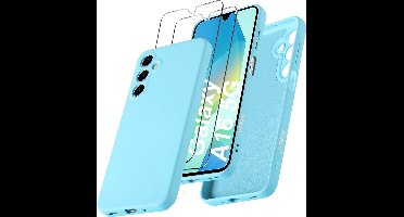 Hoesje geschikt voor Samsung Galaxy A16 4G / 5G Hoesje siliconen Licht Blauw zacht siliconen hoesje TPU - met Samsung A16 4G / 5G Screenprotector - 2 stuks