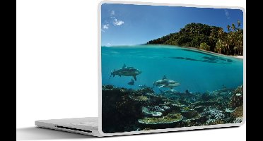 Laptop sticker - 14 inch - Koraal - Haaien - Zee - 32x5x23x5cm - Laptopstickers - Laptop skin - Cover