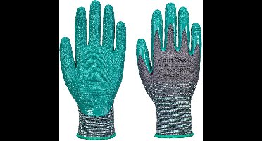 Portwest Grip 15 Nitril Gekreukte handschoen (Pk12) - Grijs/Groen - XXL