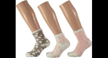 Apollo 3x stuks Meisjes bedsokken - roze/wit mix - maat 27-30 - Kinder sokken