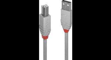 LINDY USB-kabel USB 2.0 USB-A stekker, USB-B stekker 3.00 m Grijs 36684