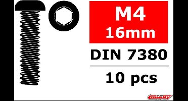 Team Corally - Staal schroeven M4 x 16mm - Laagbolkop binnenzeskant - 10 st