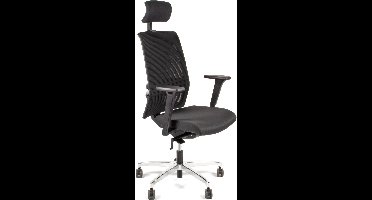 Linea bureaustoel Omnia 01/PT - ergonomisch EN1335 - met hoofdsteun - multi verstelbaar - max. draagvermogen 110kg - zwart - LF-3134005