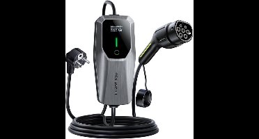 EV Oplader Type 2 – Elektrische Autolader – Oplaadkabel EV – Mobiele Laden – Laadstation 3,6 kW – Instelbare Stroom 8-16A – Waterdicht IP65 – 5 Meter Kabel met EU Schuko