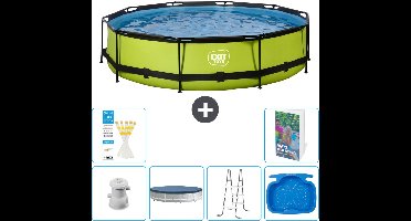 EXIT Rond Lime Frame Zwembad - 360 x 76 cm - Inclusief Pomp Afdekzeil - Ladder - Voetenbad - 7-delig