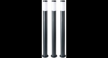 3x buiten staande lampen roestvrijstalen zuilen terrasverlichting parkstandaard verlichting