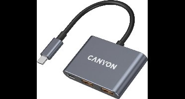 Canyon DS-3 - USB-C Hub - Drie Poorten - Supersnelle Gegevensoverdracht - Ultrakompakt