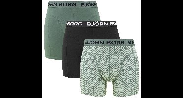 Björn Borg heren 3P bamboe boxers basic print groen & zwart II