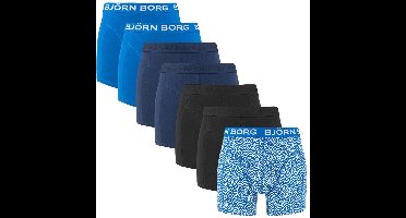 Björn Borg heren cotton stretch 7P boxers basic print blauw & zwart