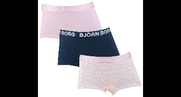Björn Borg meisjes cotton stretch 3P mini boxershorts basic print roze & blauw