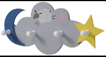 Jasrek wolken voor kinderen - Creatief wandmontage kapstok - Hanger voor jassen, mutsen, handdoeken - Multifunctioneel opbergrek ruimtebesparend - Kinderkamer decoratie - grijs