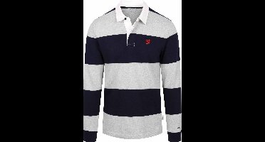 McGregor Rugbyshirt Streep Navy Grijs - Maat M - Heren - Rugby Poloshirts