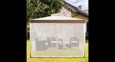Paviljoen – Tuinkamer – Partytent – Zonnescherm – Buitentent – 3x3 meter – Waterafstotend polyester met insectennet – Roestvrij stalen frame
