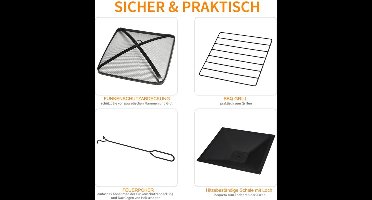 3-in-1 Vuurschaal – Vuurkorf – Vuurmand – Tuinhaard – BBQ Grill – Zwart Gelakt Staal – Tot 500°C Hittebestendig