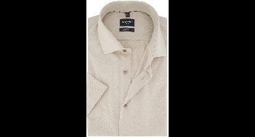 Modern fit Olymp overhemd beige korte mouw semi-wide collar