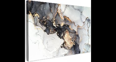 JGS ® Modern Abstract Canvas Wanddecoratie voor Luxe Interieur - Goud, Zwart en Wit