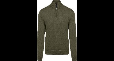 King Essentials The Michael Half Zip Pull Army Merino Groen - Maat XL - Heren - Pullovers