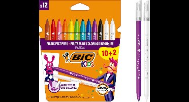 BIC Kids Magic - Viltstiften met Uitwisbare inkt - Stiften voor Kinderen - Kleurstiften met Medium Punt - 12 Stuks