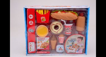 Mini fast food restaurant speelset karton 18 delig voor kinderen.