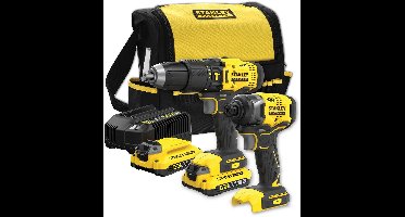 STANLEY FATMAX V20 18V Schroef-/klopboormachine + Slagschroevendraaier in softbag (met 2x 2.0Ah accu en lader) SFMCK465D2S-QW