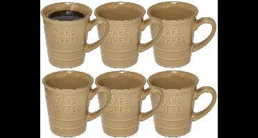 Secret de gourmet Koffiemok - 8x - beige - keramiek - 200 ml - beker - mokken