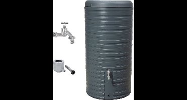 GARANTIA NORDIC 2in1 regenton complete set 300 L, grafiet grijs Incl. verchroomde aftapkraan en regenpijpaansluiting