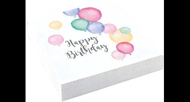 RIETHMULLER - 20 papieren servetten Happy Birthday pastel ballonnen 33 x 33 cm voor verjaardag
