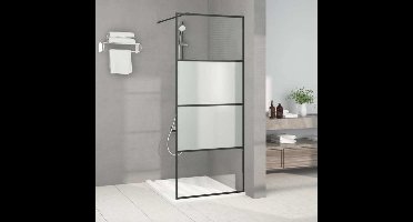 Douchewand – Douchewandje – Douchepaneel – Veiligheidswand – Inloopdouchewand – Zwart aluminium frame – 80x195 cm Semi-mat ESG veiligheidsglas