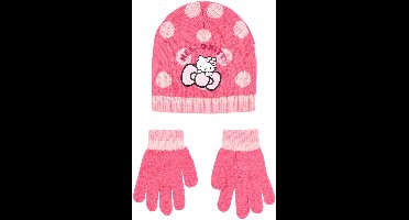 Hello Kitty Cute Dots Roze kindermuts + dashboardset 54 cm