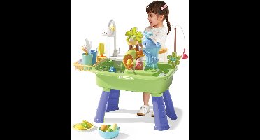 Groente Watertafel Voor Peuters Van 1-3 Jaar, Watertafel Met Pomp, Speelgoedkeukenset Voor Kinderen Van 4-8 Jaar, Speelgootsteen Met Stromend Water En Elektrische Kraan, Inclusief Speelgroenten, Servies En Visspel