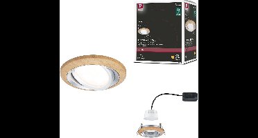 LED-inbouwlamp Lanati Losse spot rond 84mm 30° Coin 6W 470lm 230V 2700K Geoliede eikenkleur, Alu gedraaid