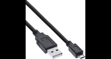 InLine® Micro-USB 2.0 kabel, USB-A stekker naar Micro-B stekker, zwart, 1,8m