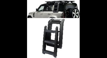 Uitschuifbare Dakladder Voor Land Rover Defender 90/110 L663 – Zwart Aluminium – 150 kg