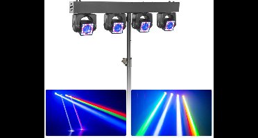 BeamZ ShowBar GO Shine - Moving head bar met standaard - Ingebouwde LED ringen - RGBW - 160W