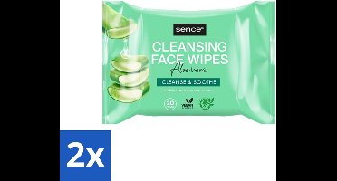 2 x Sence - Aloë Vera - Gezichtsreinigingsdoekjes - Verzachtend - 20 Doekjes - Gezichtsreinigingsdoekjes Aloë Vera - Reinigingsdoekjes - Aloë Vera Doekjes - Gezichtsreiniging - Gezichtsdoekjes