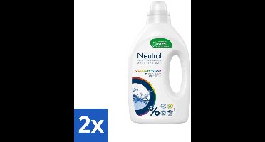 2 x Neutral Vloeibaar Wasmiddel Kleur 20 Wasbeurten 1 liter - Gekleurde Was - Wasmiddel - Wasmiddel Zonder Parfum - Wasmiddel Zonder Kleurstof - Hypoallergeen Wasmiddel
