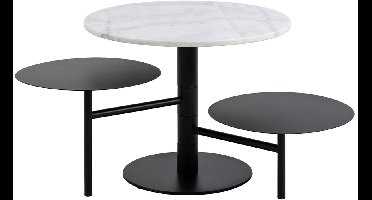 Salontafel Rond Ø60cm - Marmer Zwart/Wit - Estelle - Giga Living