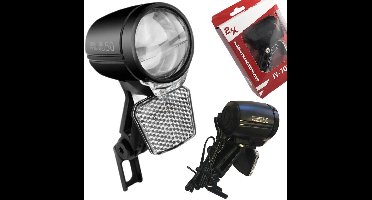 2K Optic Series - Fietsverlichting Voorzijde - Naafdynamo - 50 Lux LED - Lichtsensor & Dagrijverlichting
