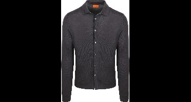 Suitable Cardigan Shirt Merino Antraciet - Maat XXL - Heren - Casual Shirt