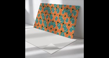 Wallfluent Vinyl Wandpaneel - Abstract geometrisch patroon PVC Muurpaneel - 100 cm x 50 cm - Oranje PVC wandpaneel - 1 stuk - Rechthoekig Wandbekleding Vinyl - Patroon Wandpaneel - Zelfklevende Wandbekleding - Wandpaneel Keuken en Badkamer