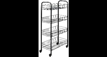 Metaltex Keukentrolley Pisa – Opbergtrolley - 4 Manden – Op Wielen – Gereedschaploze Montage – Zwart