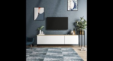 Asir TV-kast - televisiemeubel - wit eik – 160 x 35 x 32 cm